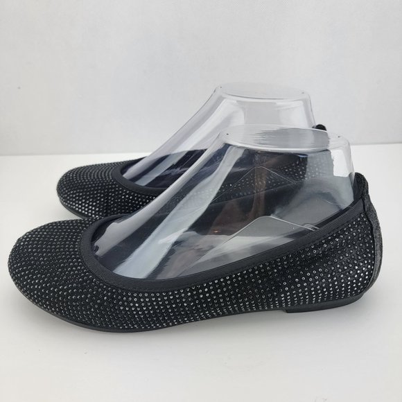 Vionic Shoes - Vionic Womens Size 6 Black Willow Rhinestones Slip On Ballet Flat Shoes